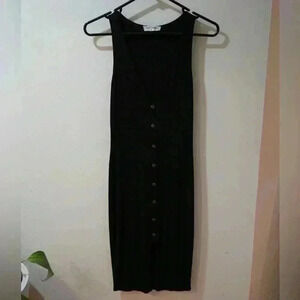 Black Ribbed Midi Dress